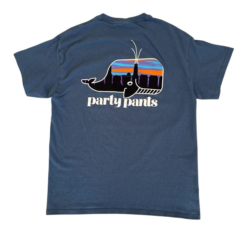 Party Pants Medium Blue Whale Short Sleeve Cotton Men's Graphic‎ T-Shirt